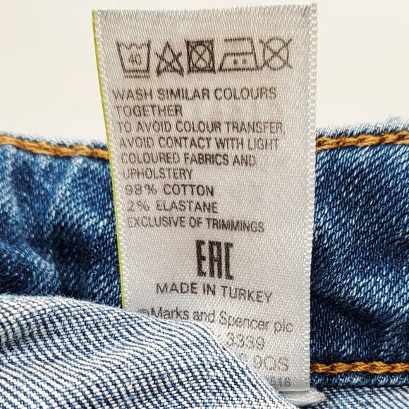 M&S Indigo Blue Jeans Medium Wash Skinny Ankle Mid-Rise Raw Hem Women's 42 (EU) - Picture 9 of 9